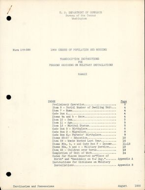 [Folder 221] Hawaii - Transcription Instructions for Military Individual Census Reports