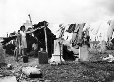 [Guam Family in a Temporary Shelter]