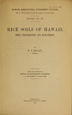 Rice soils of Hawaii : their fertilization and management