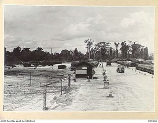 TOROKINA, BOUGAINVILLE, 1945-08-23. PANORAMA OF 8 VEHICLE PARK AUSTRALIAN ARMY ORDNANCE CORPS. (JOINS WITH 95507 AND 95508)