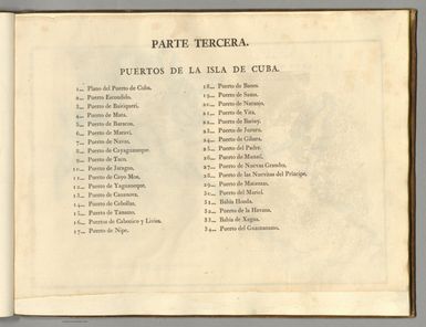 (Contents to) Parte tercera : Puertos de la Isla de Cuba.