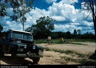 Woman walking with dog