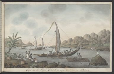 Artist unknown: Gesigt van het Eiland Otahiti en enige Vaartuigen van hetselve [1769. Copied ca 1785]