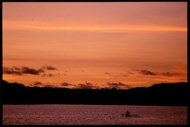 Canoe on water, Niue