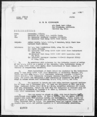 USS CONNER - Act Rep, Bombardment of Nauru Island, 12/8/43