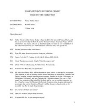 Oral history interview with Nancy Ashley Myers
