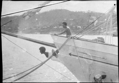 Prow of the government vessel Laurabada, Papua, ca. 1923, 2 / Sarah Chinnery