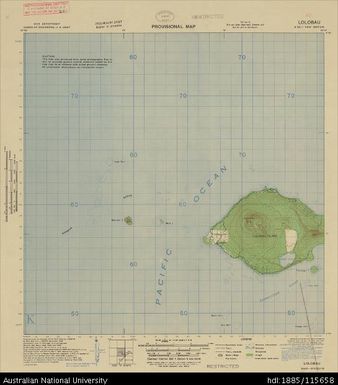 Papua New Guinea, New Britain, Lolobau, Provisional map, Sheet B56/1, 1943, 1:63 360