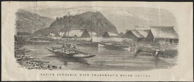 Native township with Thakombau's house, Levuka / O.R.C.; R.B