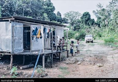 Road house, Central Woodlark. Temporary house built alongside road