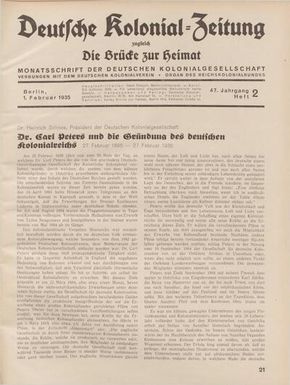 Deutsche Kolonial-Zeitung, 47. Jg. 1. Paris: 1935, Heft 2.