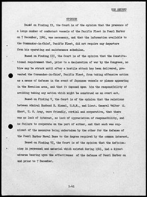 Kimmel, Husband E., Reports: Navy Court of Inquiry, Pearl Harbor Report, August 29, 1945
