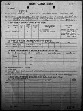 VMF-155 - ACA Reports Nos 138-140 - Air operations against the Marshall Islands, 5/19-29/45