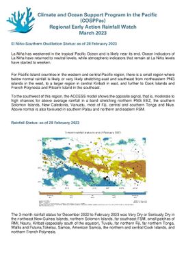 Regional Early Action Rainfall Watch : Monthly and seasonal Rainfall Watch: March 2023