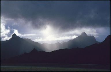 Landscape of volcanic peaks, Rarotonga