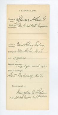 Carded Marriage Record for Arthur G. Spencer