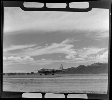 British Commonwealth Pacific Airlines DC6 aircraft at Nadi airport, Fiji