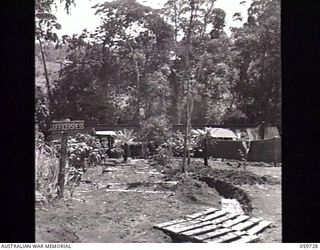 SOGERI, NEW GUINEA. 1943-11-04. OFFICERS MESS AND OUTBUILDINGS AT THE NEW GUINEA FORCE TRAINING SCHOOL