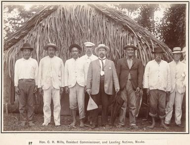 C.H. Mills and elders at Mauke, Cook Islands, 1903