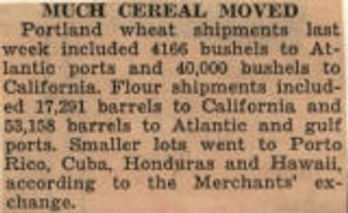 Much Cereal Moved. Northwest History. Wheat.