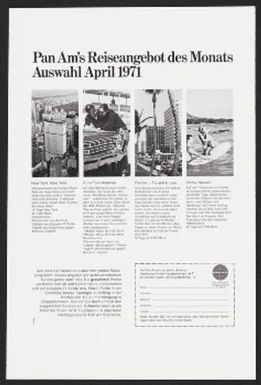 Pan Am's Reiseangebot des Monats Auswahl April 1971