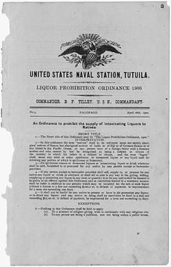 Liquor Prohibition Ordinance 1900, Ordert No. 3 , An Ordinance to prohibit the supply of Intoxicating Liquors to Natives.