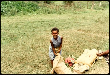 Waiting for a bus in Fiji, 1971