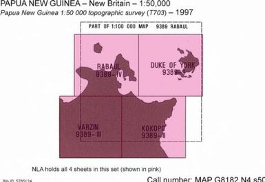 Papua New Guinea 1:50 000 topographic survey / produced for the Gazelle Restoration Authority, East New Britain Province by the National Mapping Bureau
