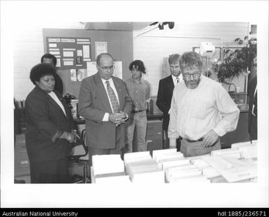 Mrs Korman, Mr Maxime Carlot Korman (Vanuatu Prime Minister) and ANU staff from the Division of Society and Environment