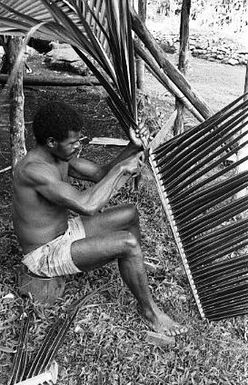 Ben Burt Malaita PhotosStephen Binalu beginning work on a coconut frond basket