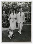 Evelyn Murray, Colonel JK Murray and Finch their dog, Port Moresby, 1947