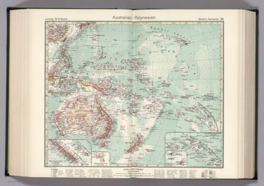 88. Australien - Polynesien. (inset) Neu-Kaledonien. Tongatabu-Gruppe. Tuamoto & Tahiti. Marquesas.