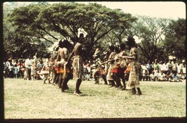 Decorative dancing at the Independence Day Celebration (4) : Port Moresby, Papua New Guinea, 1975 / Terence and Margaret Spencer