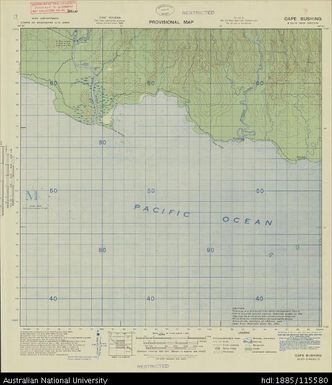 Papua New Guinea, New Britain, Cape Bushing, Provisional map, Sheet B55/8, 1943, 1:63 360