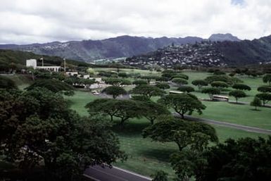 A view of the National Memorial Cemetery of the Pacific at Punch Bowl