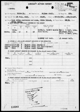 VMSB-231 - ACA Reps Nos 259-262-Air opers against the Marshall Islands, 7/18-22/45