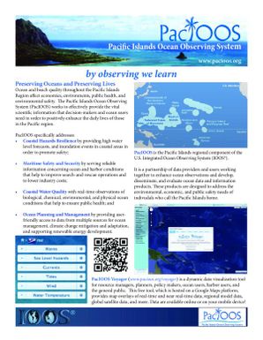 Pacific Islands ocean observing system - Perserving Oceans and Perserving Lives