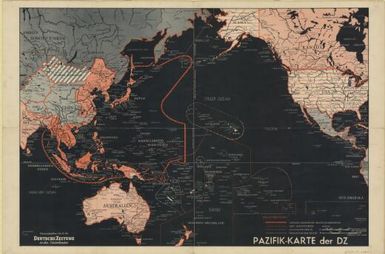 Pazifik-karte der DZ / Herausgegeben durch die Deutsche Zeitung in den niederlanden