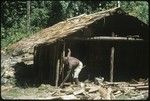 Scenes around Uka'oi, man reaching for wood