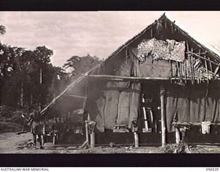 BULLDOG AREA, NEW GUINEA, 1943-09-05. NATIVE HUT AT BULLDOG