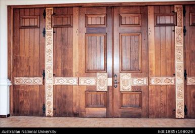 French Polynesia - Temple at Taunoa - door carvings