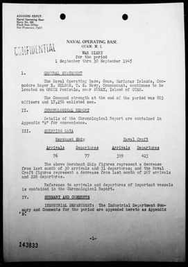 NOB GUAM - War Diary, 9/1-30/45