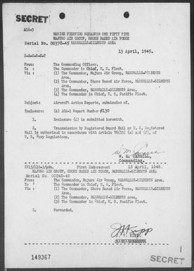 VMF-155 - ACA Report #130 - Air operations against the Marshall-Islands, 4/12/45