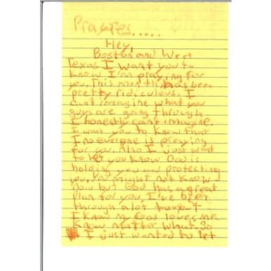 Letter from a youth student at a camp in Guam