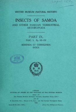 Insects of Samoa and other Samoan terrestrial arthropoda