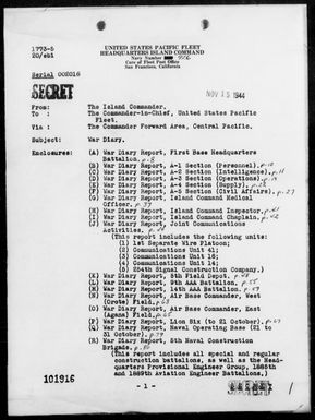 COM GUAM ISLAND - War Diary, 10/1-31/44