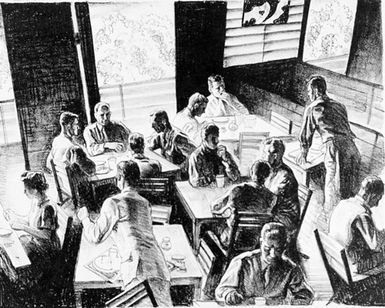 Artwork: "Fort Shafter Cafeteria.". Artist: Edward A. Sallenbach, Hawaii, 1945. Catalog Number: L.3.15.64