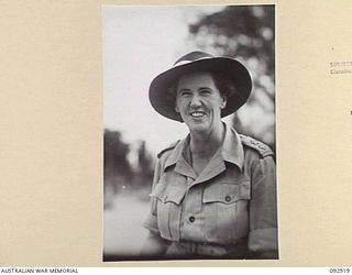 BOUGAINVILLE. 1945-06-07. LIEUTENANT COLONEL M.S. DOUGLAS, CONTROLLER OF AUSTRALIAN ARMY MEDICAL WOMEN'S SERVICE, DURING HER VISIT TO 2/1 GENERAL HOSPITAL