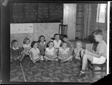 Children having a lesson in a classroom at Nadi airport, Fiji