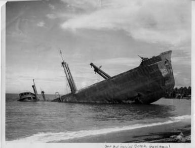 Sunken ship on beach